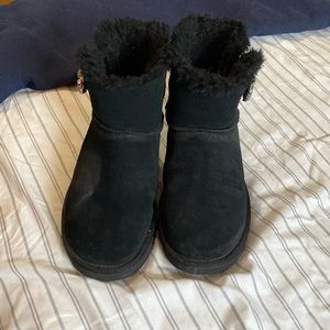 UGG Black Suede Winter Boots with Fur Lining